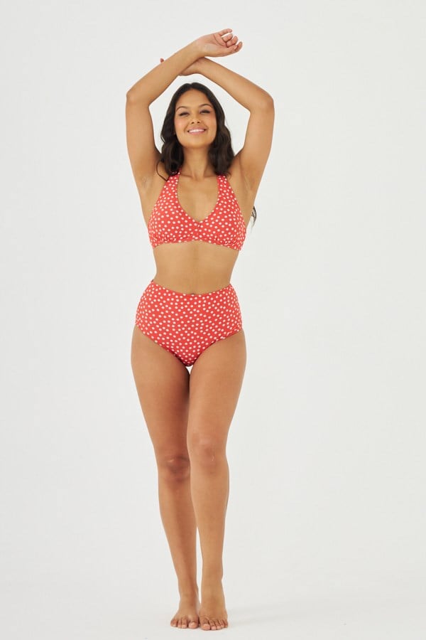 Starinci MayoStarinci Kırmızı Puantiyeli Yüksek Bel Bikini Takımı