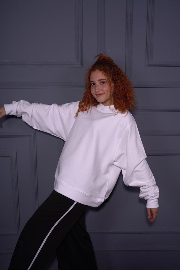 Starinci MayoStarinci Kadın Oversize Basic Sweatshirt Beyaz