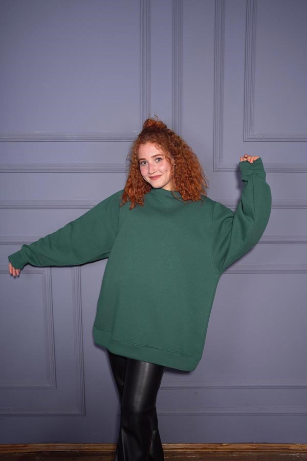 Starinci MayoStarinci Kadın Yeşil Basic Oversize Sweatshirt